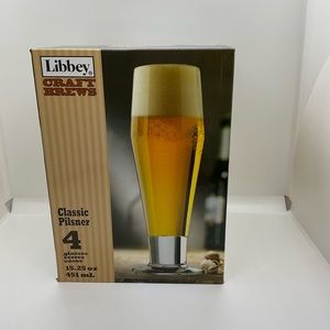 Libbey Craft Brews Classic Pilsner Beer Glasses, Set of 4, NIB